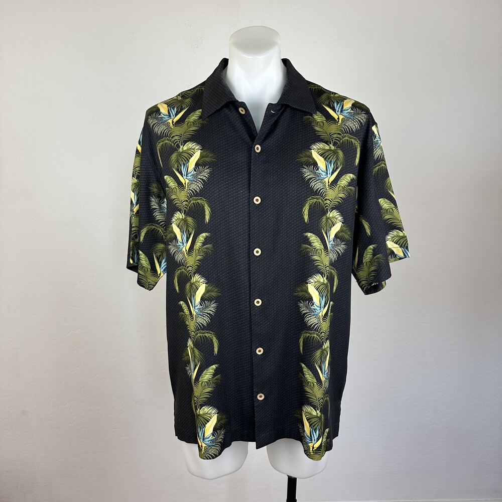 Tommy Bahama Black and Green Casual Button Down Shirt